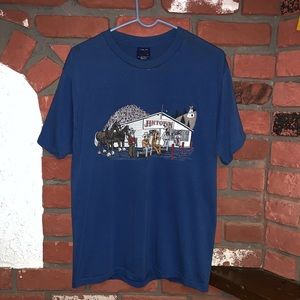 Vtg. 70s/80s JimTown Native Beer Drinking Sneakers Brand Blue T-Shirt Tee